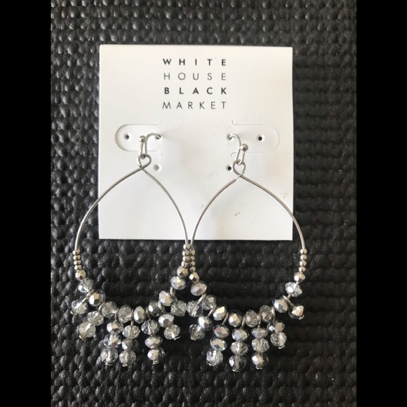 White House Black Market Jewelry - White House Black Market Beaded Hoop Earings